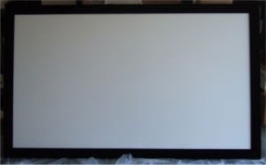 The VApex 106" diagonal projector screen looks good, with a nice 3.5 inch velour border