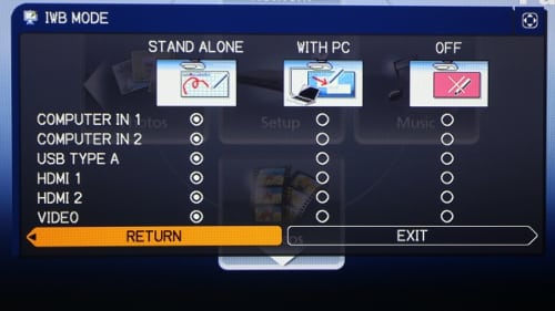 Hitachi cp-tw2503 IWB mode menu-main