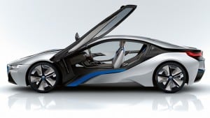 BMW I8 with gull wings open