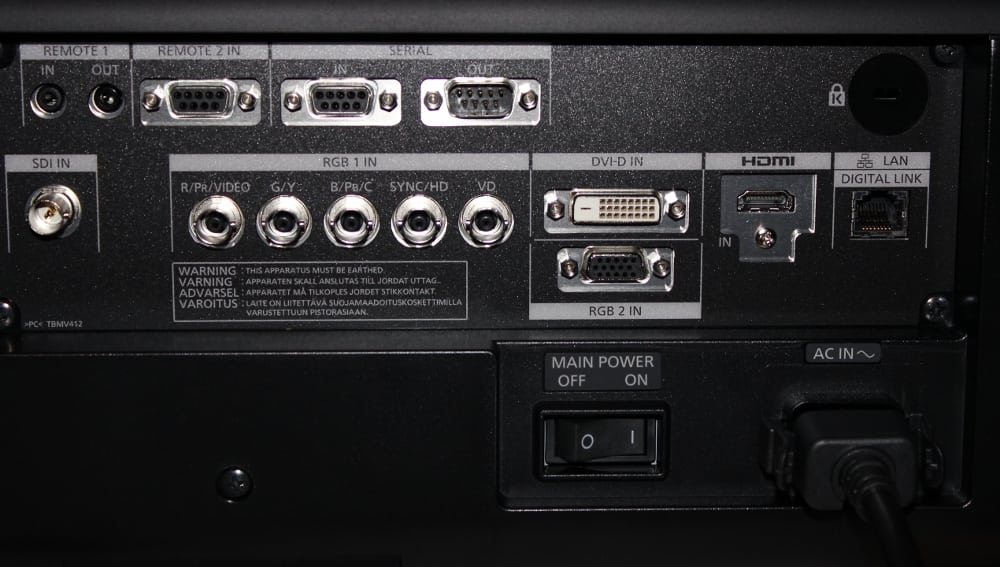 PT-RZ670B Connector Panel