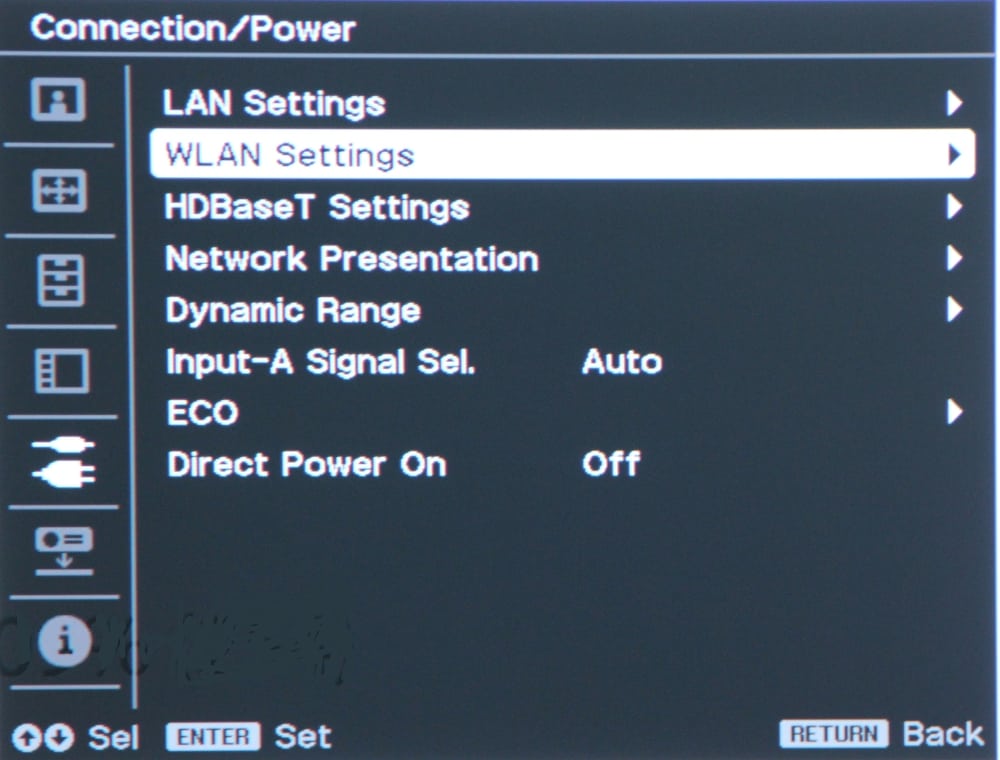 Sony VPL-CH375 Menu-connect-power menu