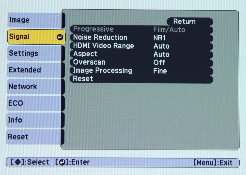 Epson 1430Wi - Signal Menu