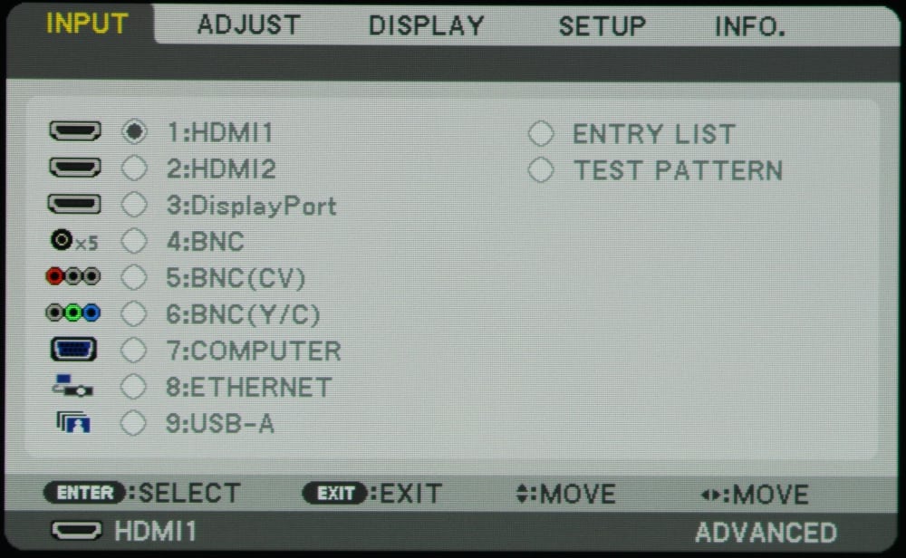 NEC 521U Menu-Input