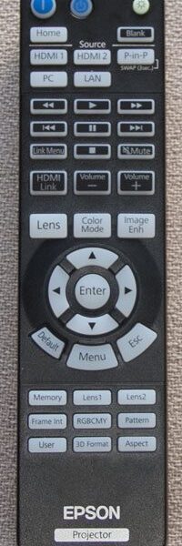 Epson's full featured remote control - backlit, HDMI-link, Lens Memory buttons...