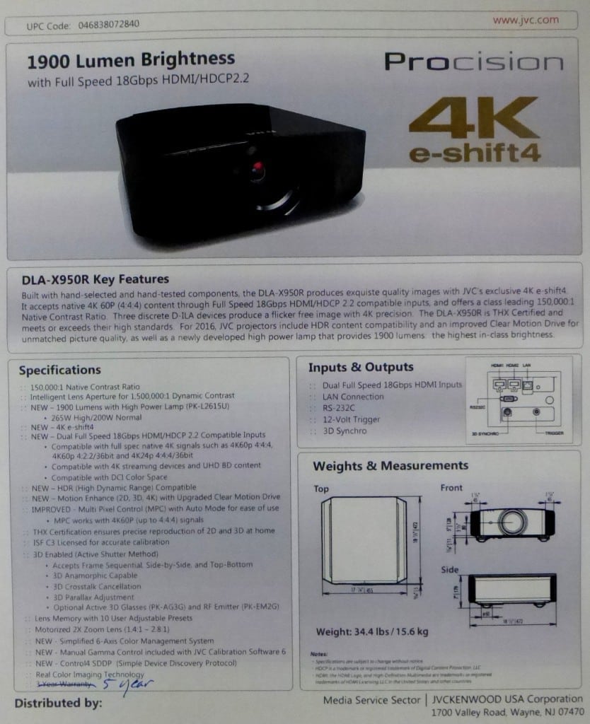 JVC data sheet-X950