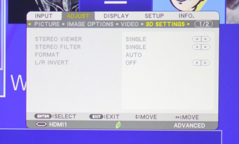NEC NP-PA653UL Adjust Menu - 3D Settings