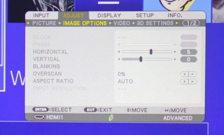 NEC NP-PA653UL Adjust Menu - Image Options
