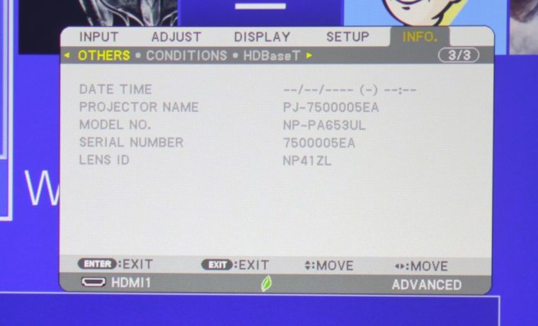 NEC NP-PA653UL Info Menu - Others
