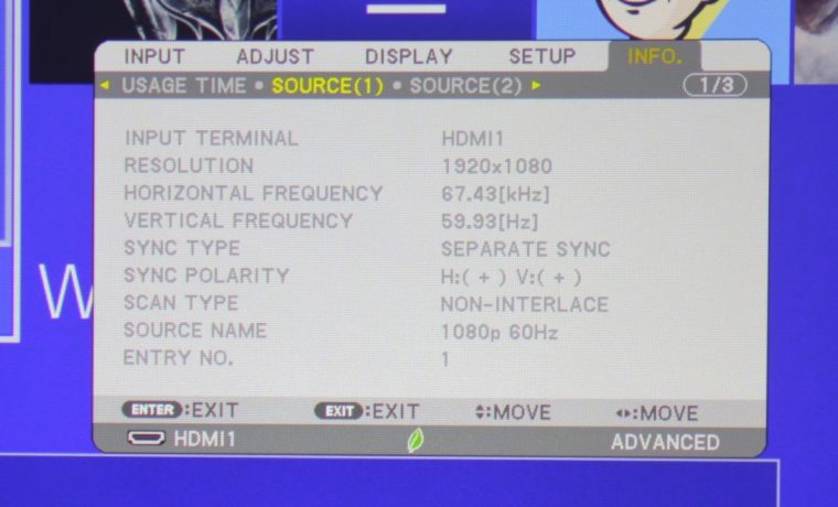 NEC NP-PA653UL Info Menu - Source 1