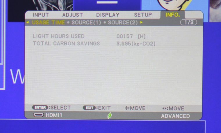 NEC NP-PA653UL Info Menu - Usage Time