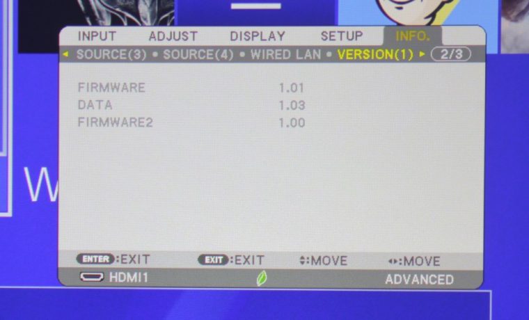 NEC NP-PA653UL Info Menu - Version 1