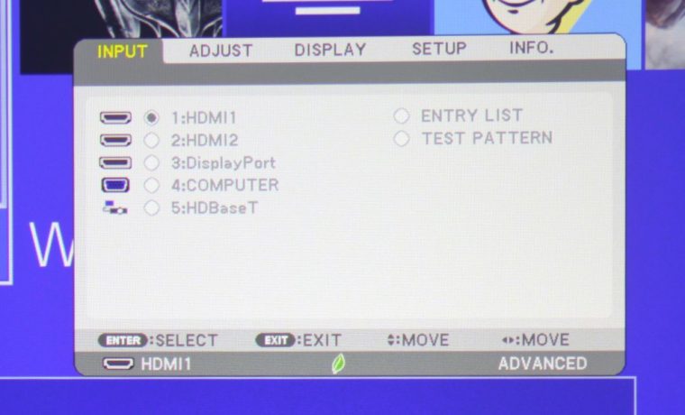 NEC NP-PA653UL Input Menu