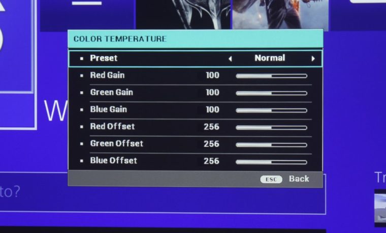 Casio XJ-L8300HN Picture Menu Color Temperature