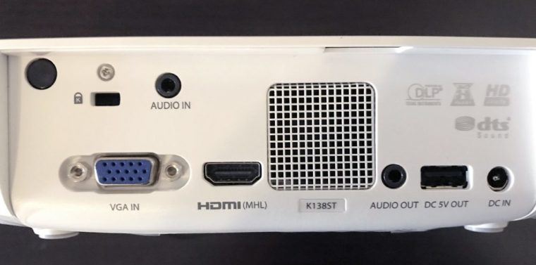 Acer K138ST Projector Back Panel Inputs and Connectors