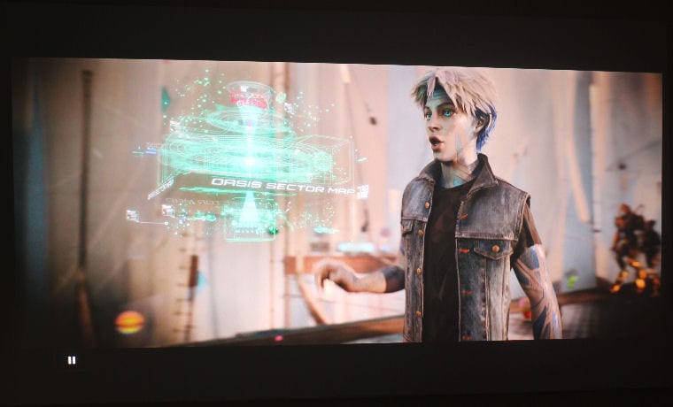 A scene from Ready Player One as projected by the ViewSonic PX706HD Projector