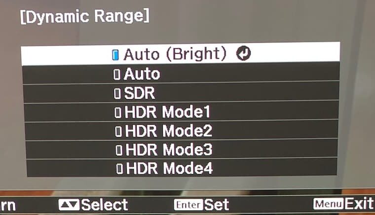 HDR menu