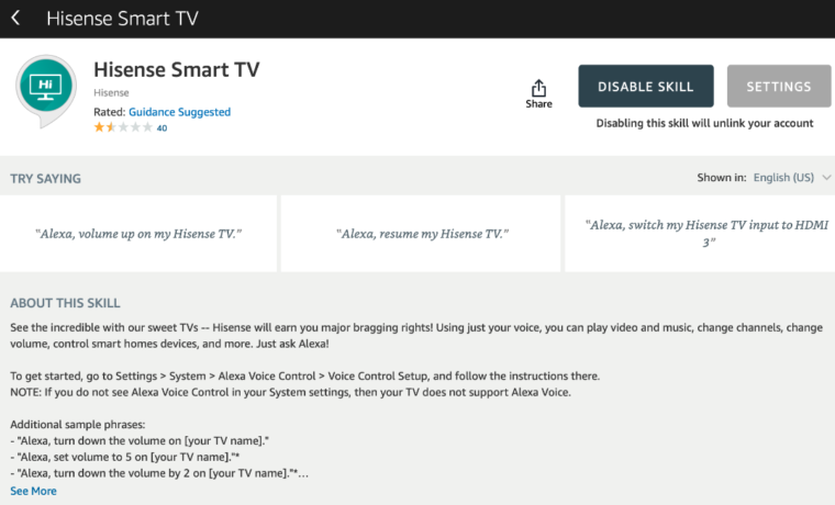 If only Hisense would produce a more reliable Alexa Skill.