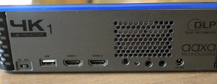 Picture of the aaxa 4k1 mini projector I/O panel