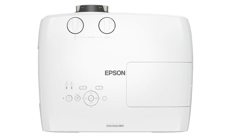 The top of the projector provides several controls, including horizontal and vertical lens shift, which are often missing on projectors in this price range.