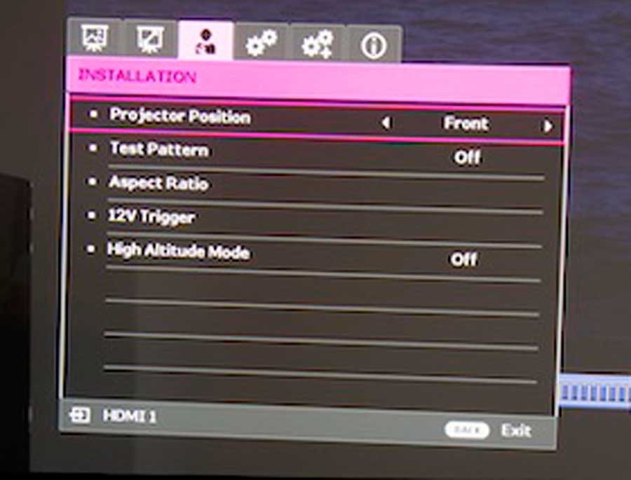 menu for screen trigger