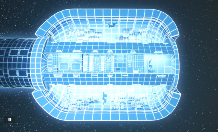 A scene from Journey to Space that shows the projector's black level performance, in color.