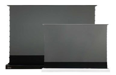 The 100" and the 72" sizes of VividStorm ALR riser screens for Laser TVs, UST projectors.