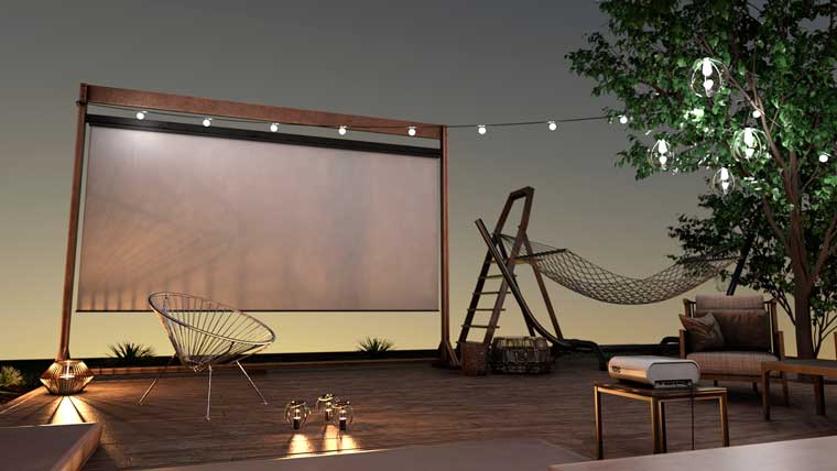 Outdoor screen on a deck