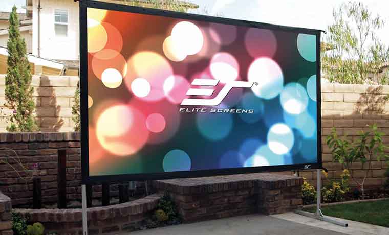 Elite Screens Wraith Veil on an outdoor screen