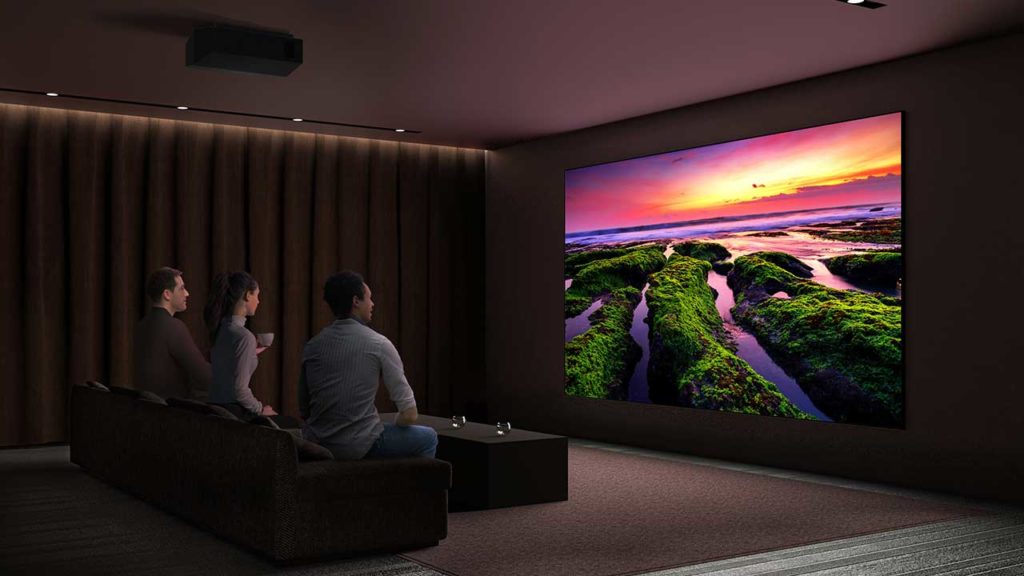 Sony VPL-XW7000ES projector in use in a home theater