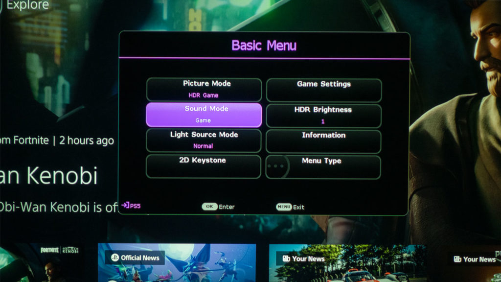 BenQ x3000i menu