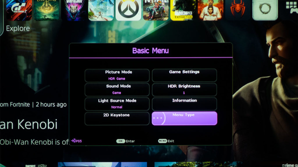 BenQ x3000i menu