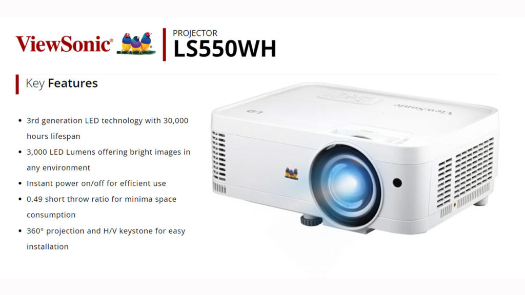 ViewSonic LS550WH projector infographic