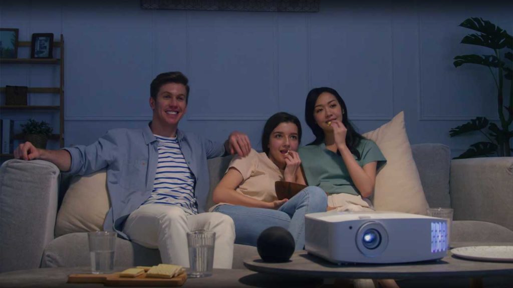 Optoma UHD55 in use in a home theater