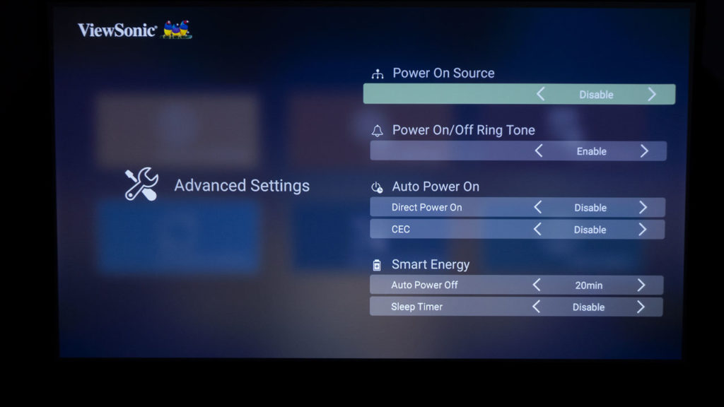 ViewSonic X2000B Projector Menu