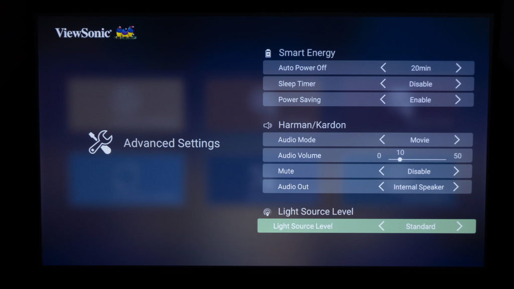 ViewSonic X2000B Projector Menu