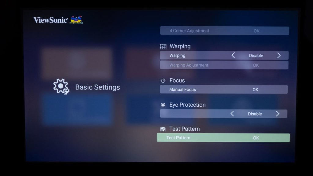 ViewSonic X2000B Projector Menu