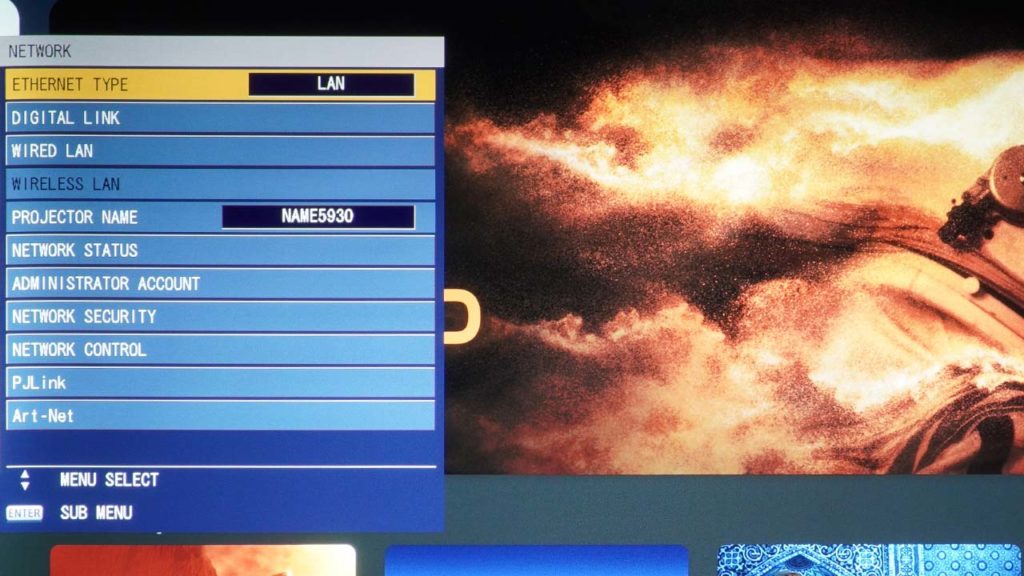 Panasonic PT-FRQ50 Projector network menu