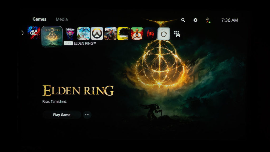 BenQ x3000i projector displaying a scene from Elden Ring