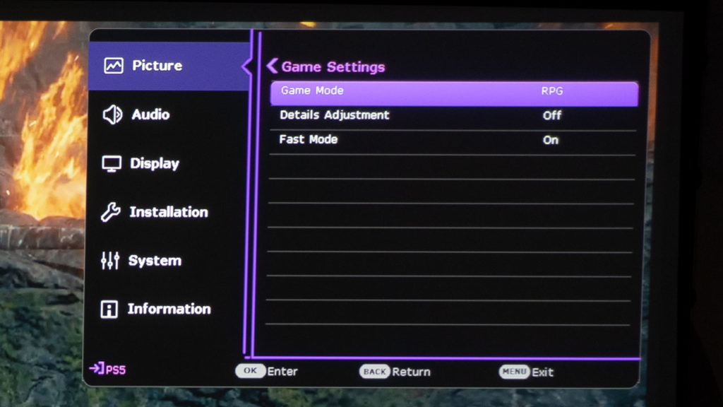 Switching a gaming projector to a preset game mode typically gets you the projector's lowest input lag times.