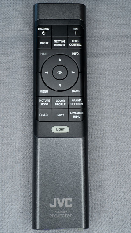 The DLA-RS1100 uses one of JVCs newer remote controls