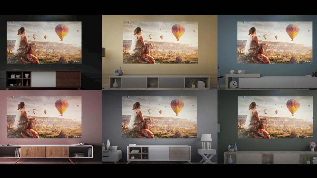 I projected an image on my yellow tone living room wall and this feature works very well
