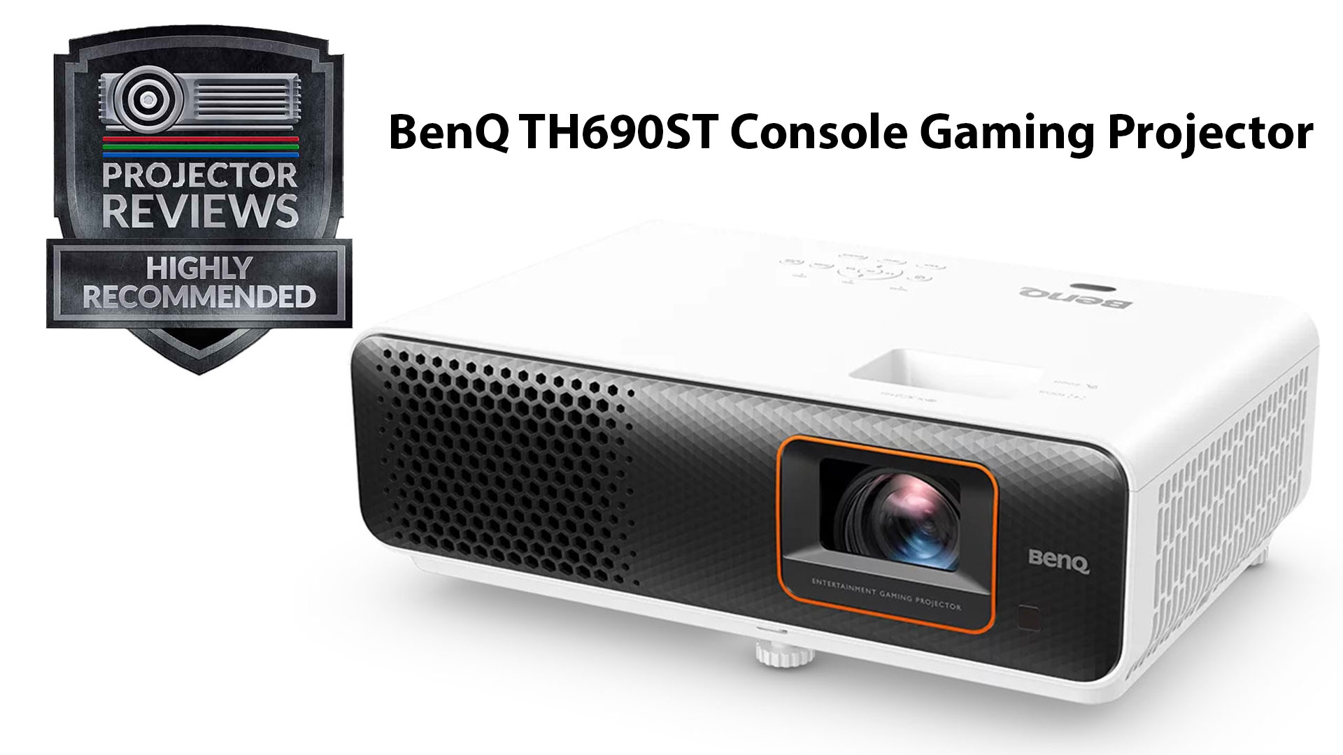 BenQ TH690ST front slanted view with badge.