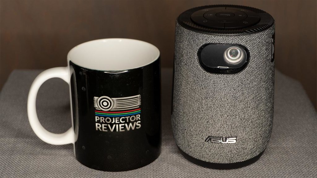 Asus Zenbeam Latte L1 Projector next to Coffee Mug- Projector Reviews - Image