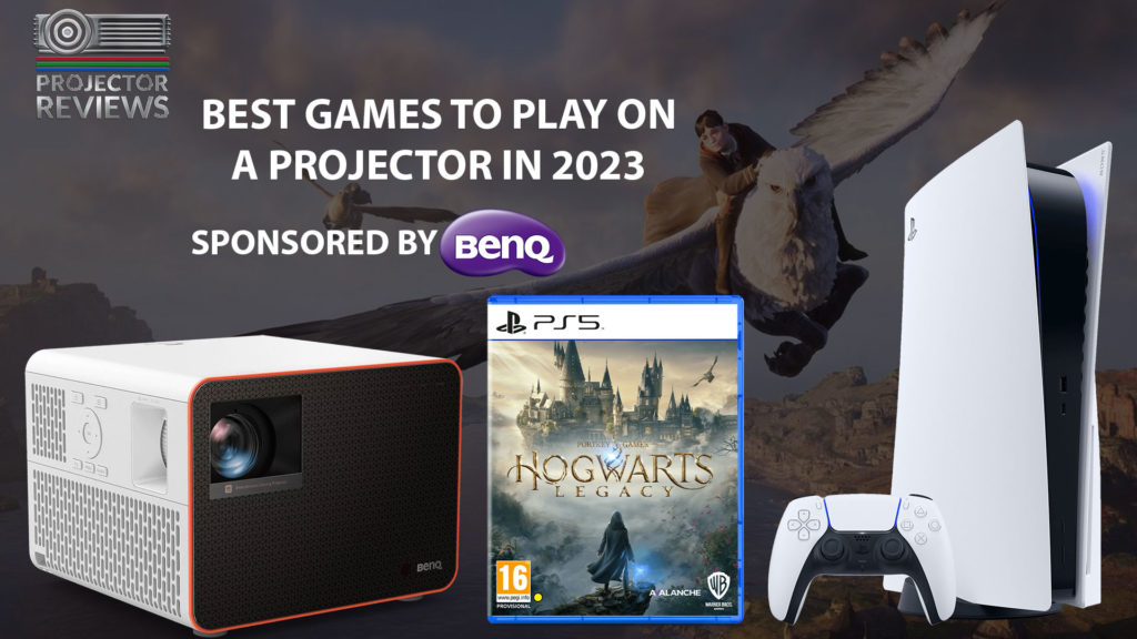 PlayStation 5 and BenQ X3000i over Hogwarts Legacy Cover Art - Projector Reviews - Image