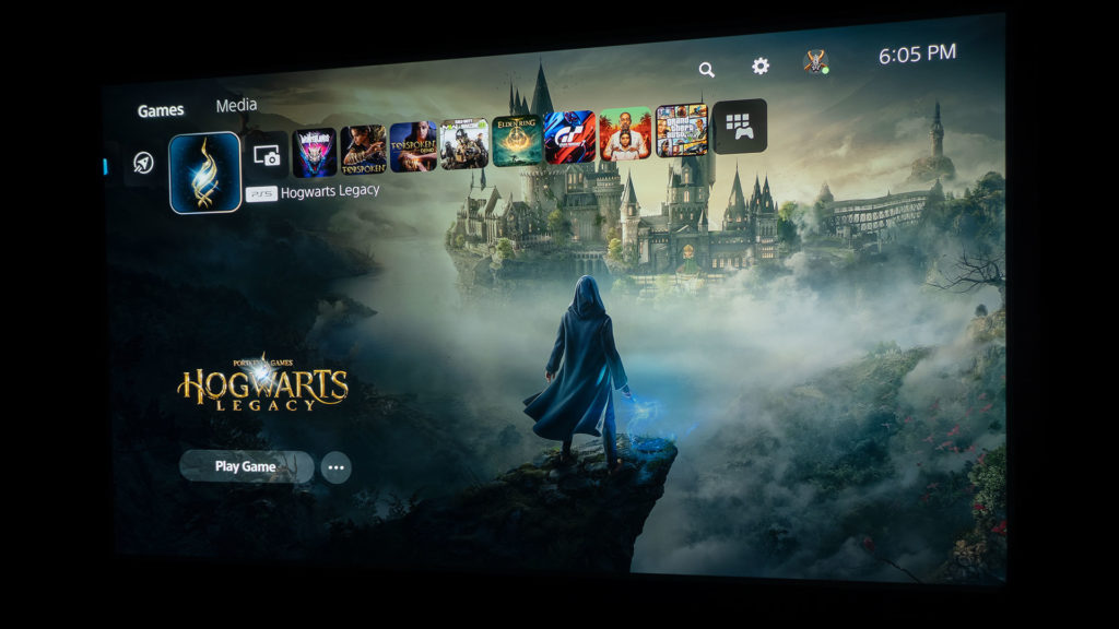 PS5 Home Screen Featuring Hogwarts Legacy - Projector Reviews - Image