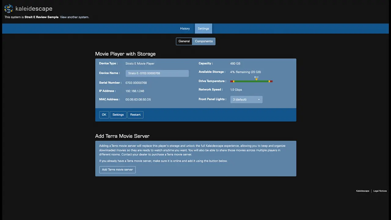 Kaliedescape Strato E Menu - Projector Reviews - Images