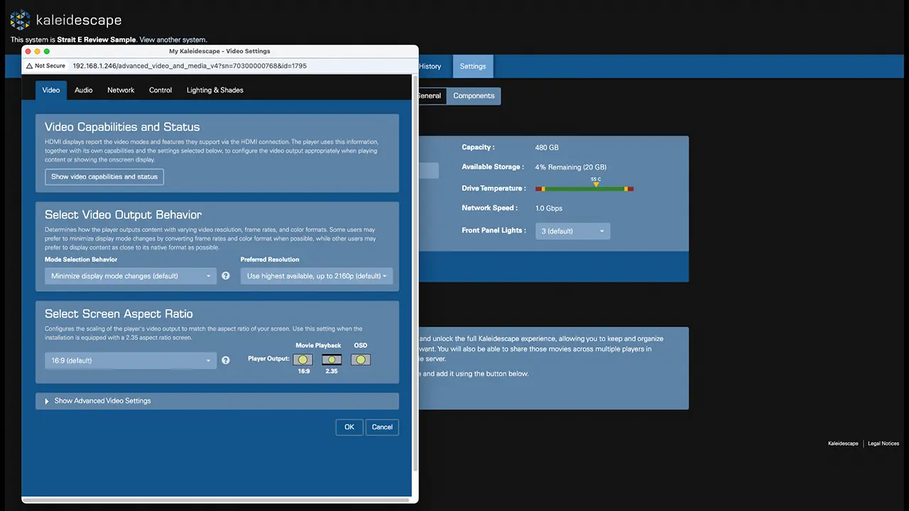 Kaliedescape Strato E Menu - Projector Reviews - Images