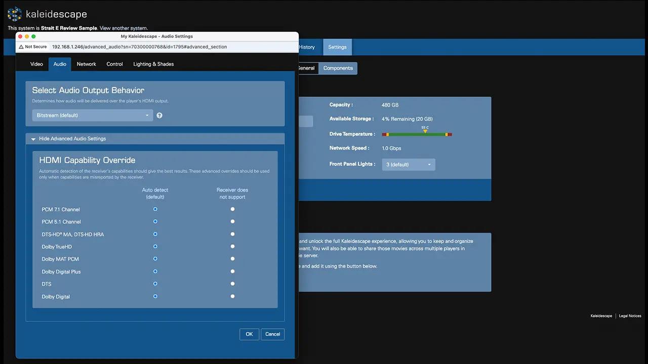 Kaliedescape Strato E Menu - Projector Reviews - Images